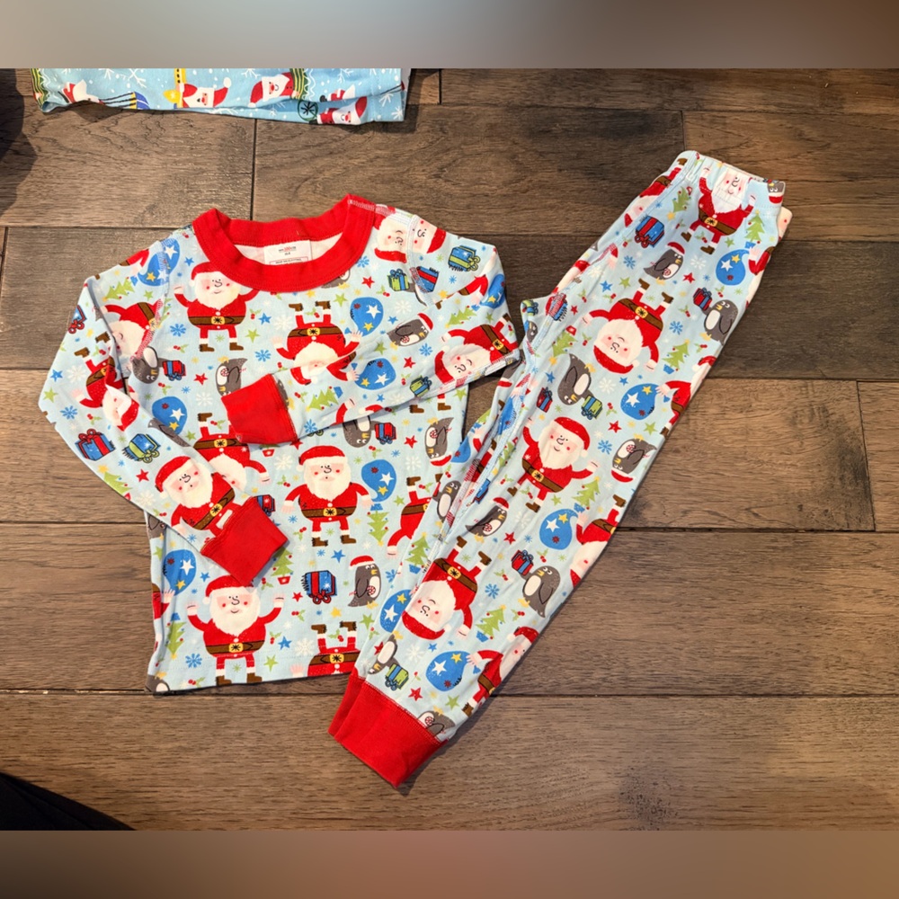 Hanna Andersson Red and Blue Santa Kids Pajama Set